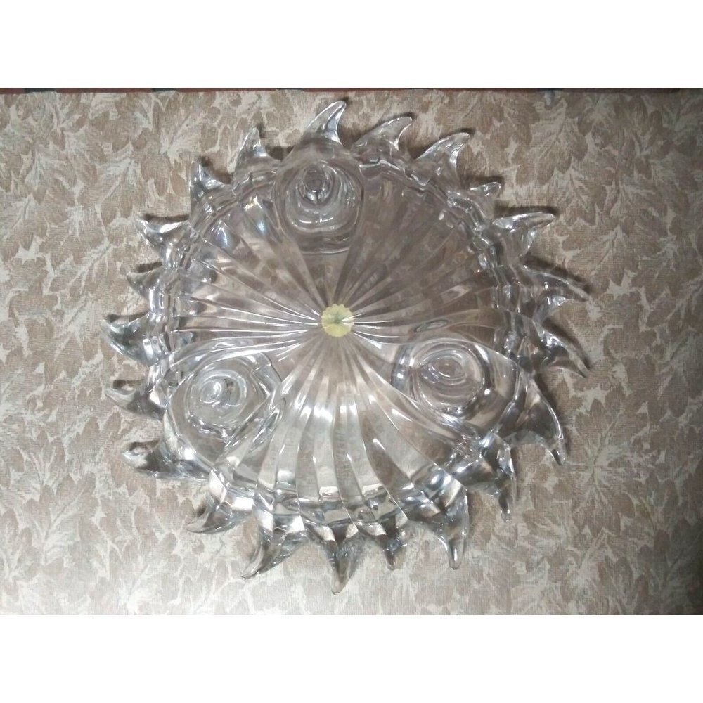 Partylite Candle holder Sun-burst Lead Crystal Made in Germany clear glass 9.5" - Picture 3 of 7